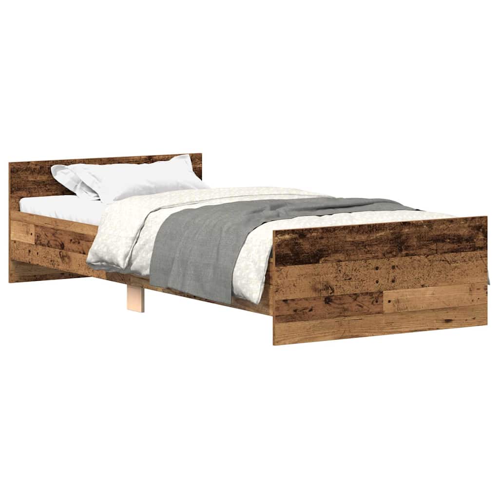 Sengeramme uden madras 90x200cm konstrueret træ antikt træ
