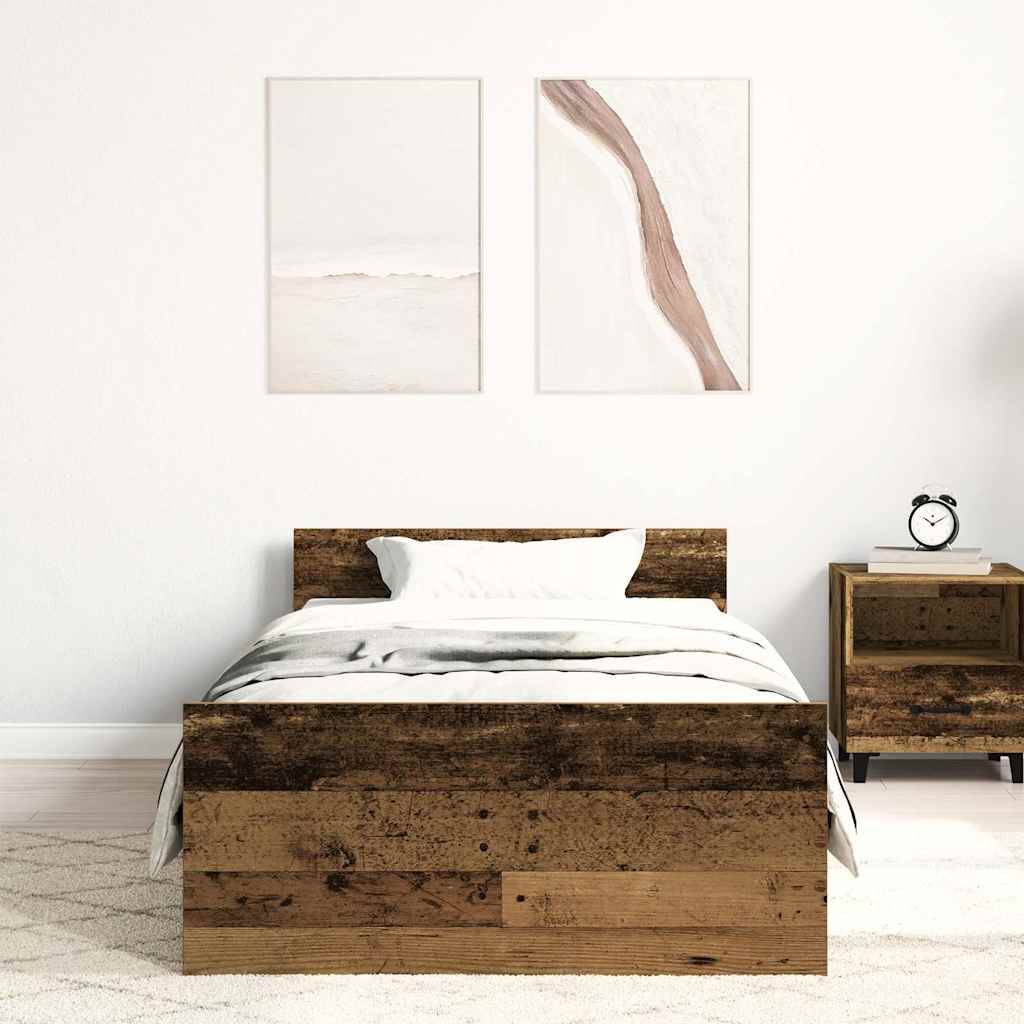 Sengeramme uden madras 90x200cm konstrueret træ antikt træ