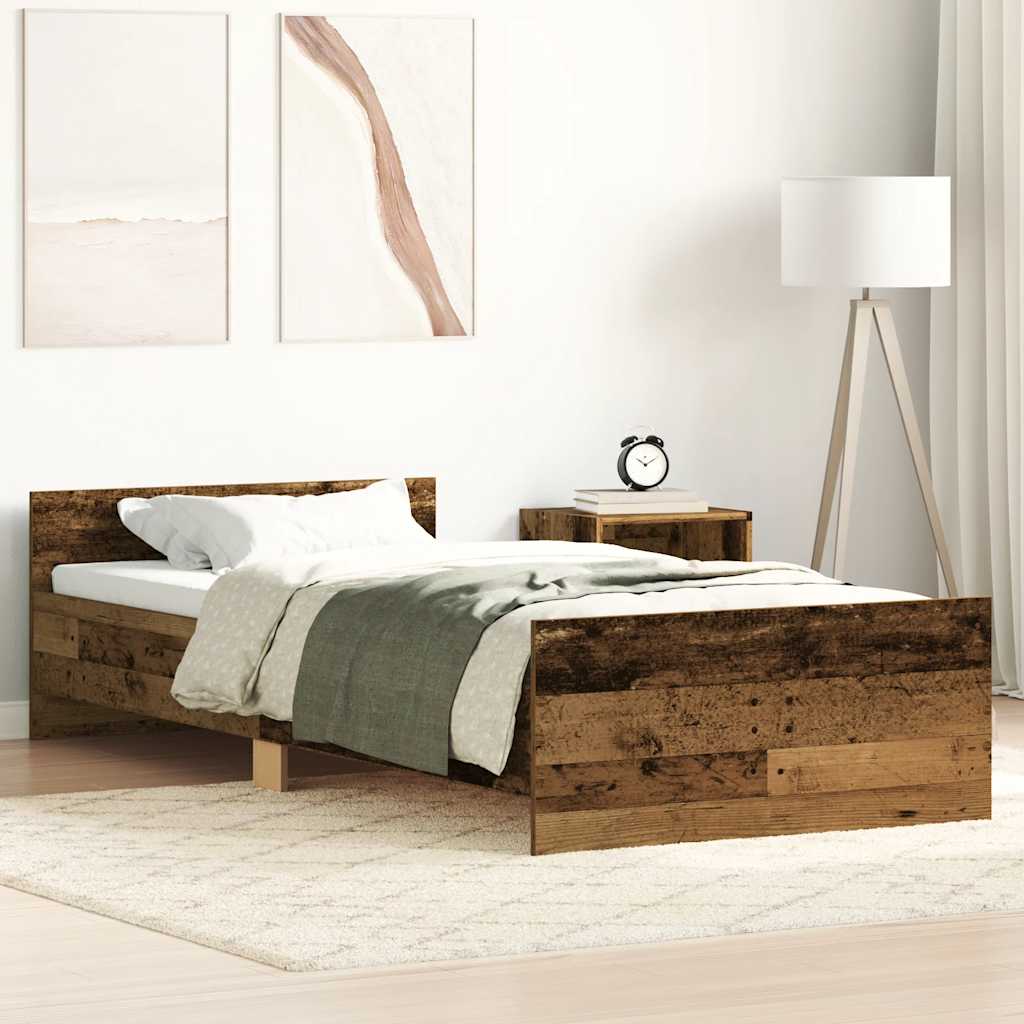 Sengeramme uden madras 90x200cm konstrueret træ antikt træ