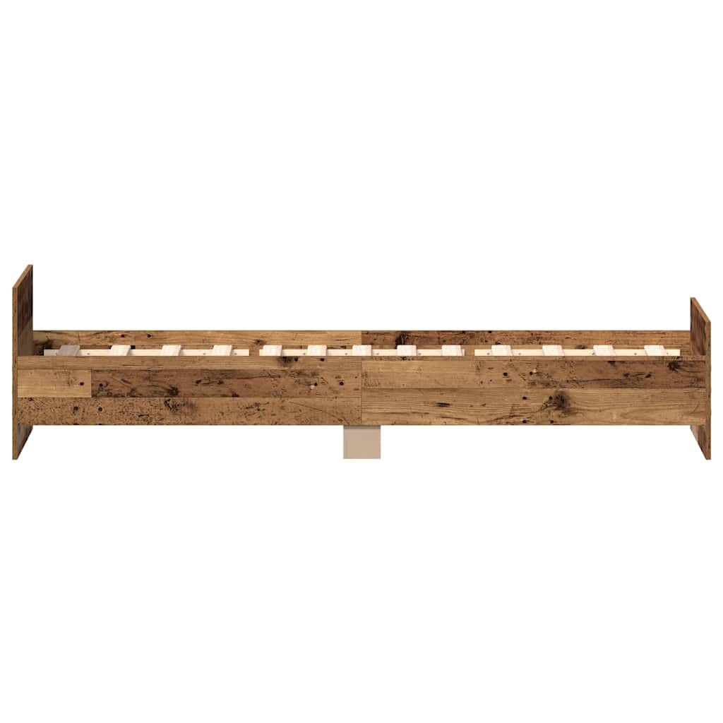 Sengeramme uden madras 90x190cm konstrueret træ antikt træ
