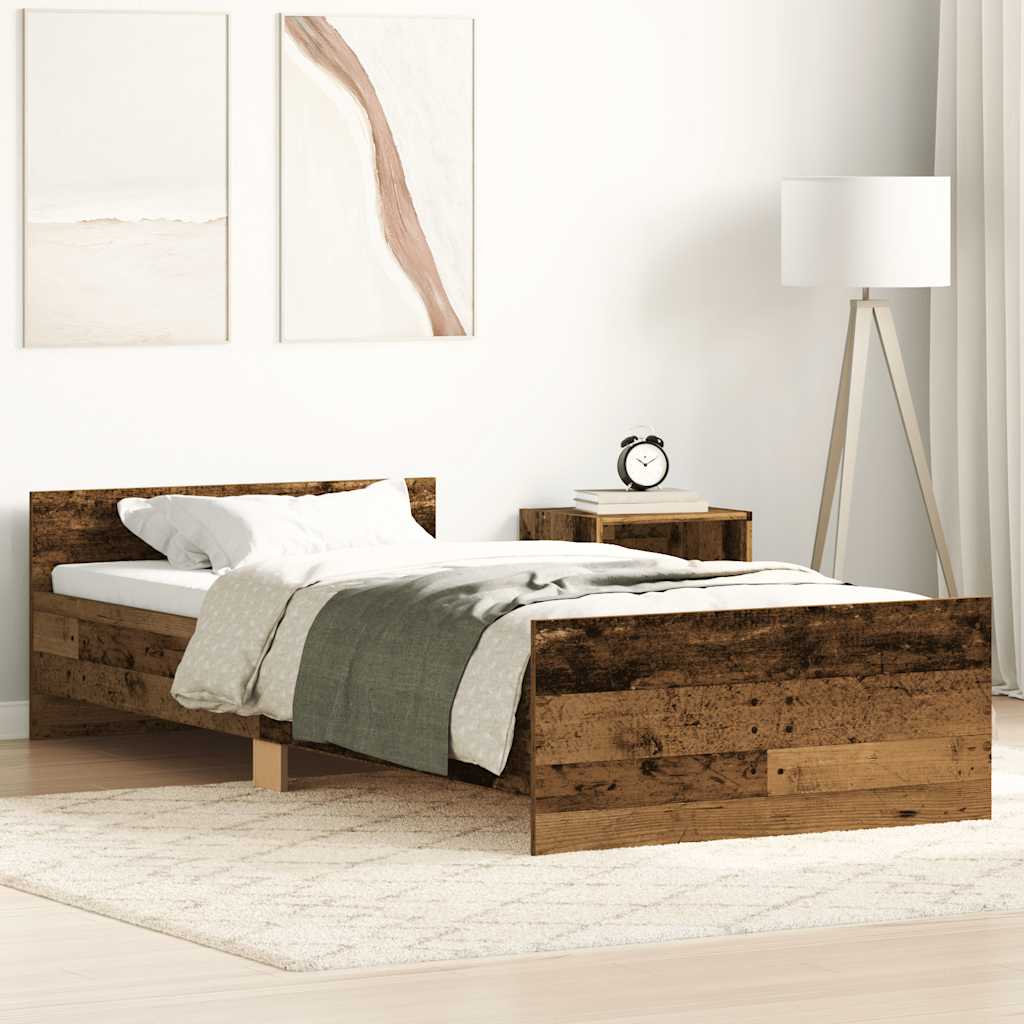 Sengeramme uden madras 90x190cm konstrueret træ antikt træ