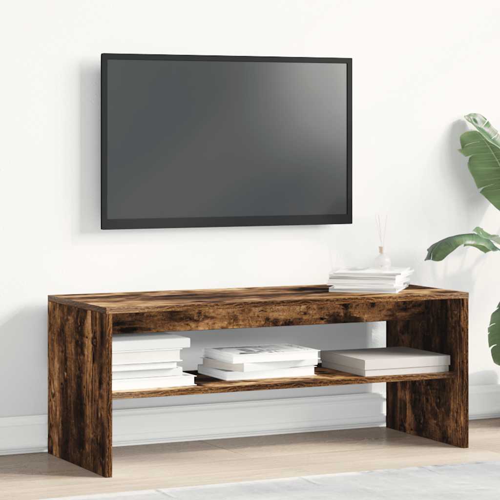 tv-bord 100x40x40 cm konstrueret træ røget egetræsfarve