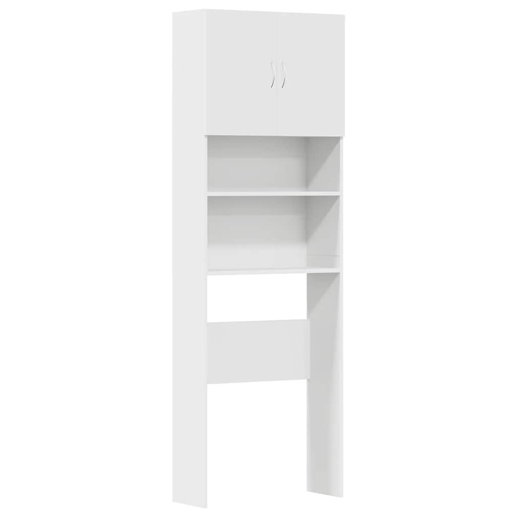 vaskemaskineskab 64x24x190 cm konstrueret træ hvid
