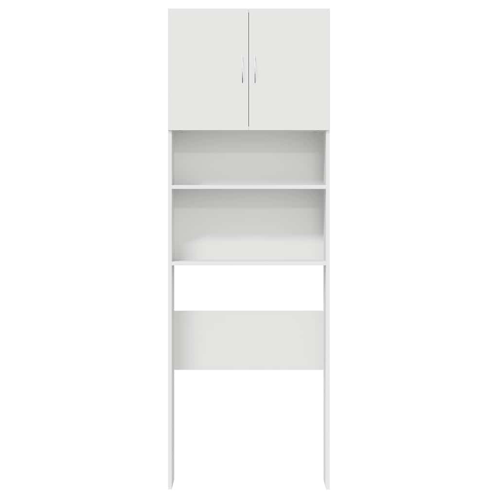 vaskemaskineskab 64x24x190 cm konstrueret træ hvid