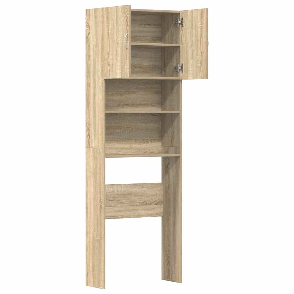 vaskemaskineskab 64x24x190 cm konstrueret træ sonoma-eg