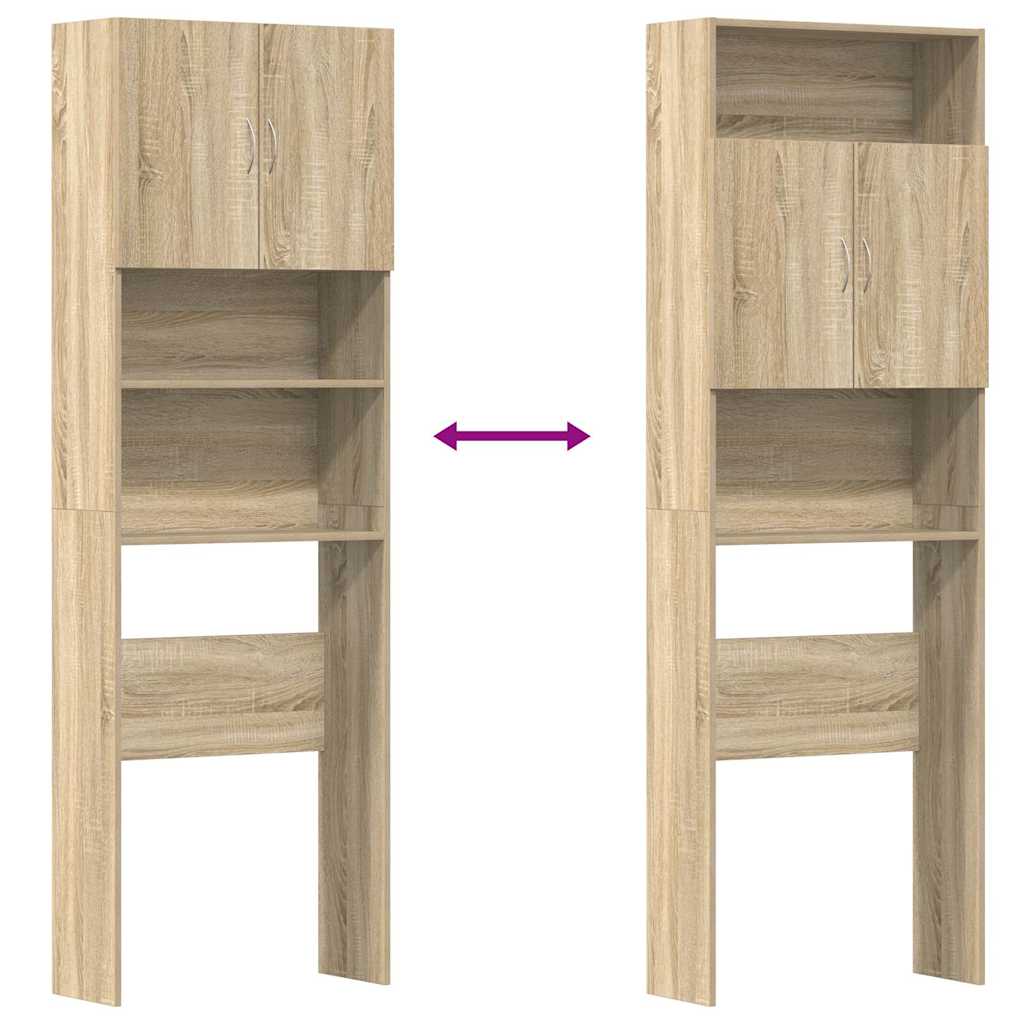 vaskemaskineskab 64x24x190 cm konstrueret træ sonoma-eg