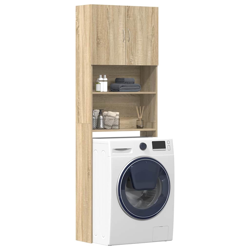 vaskemaskineskab 64x24x190 cm konstrueret træ sonoma-eg