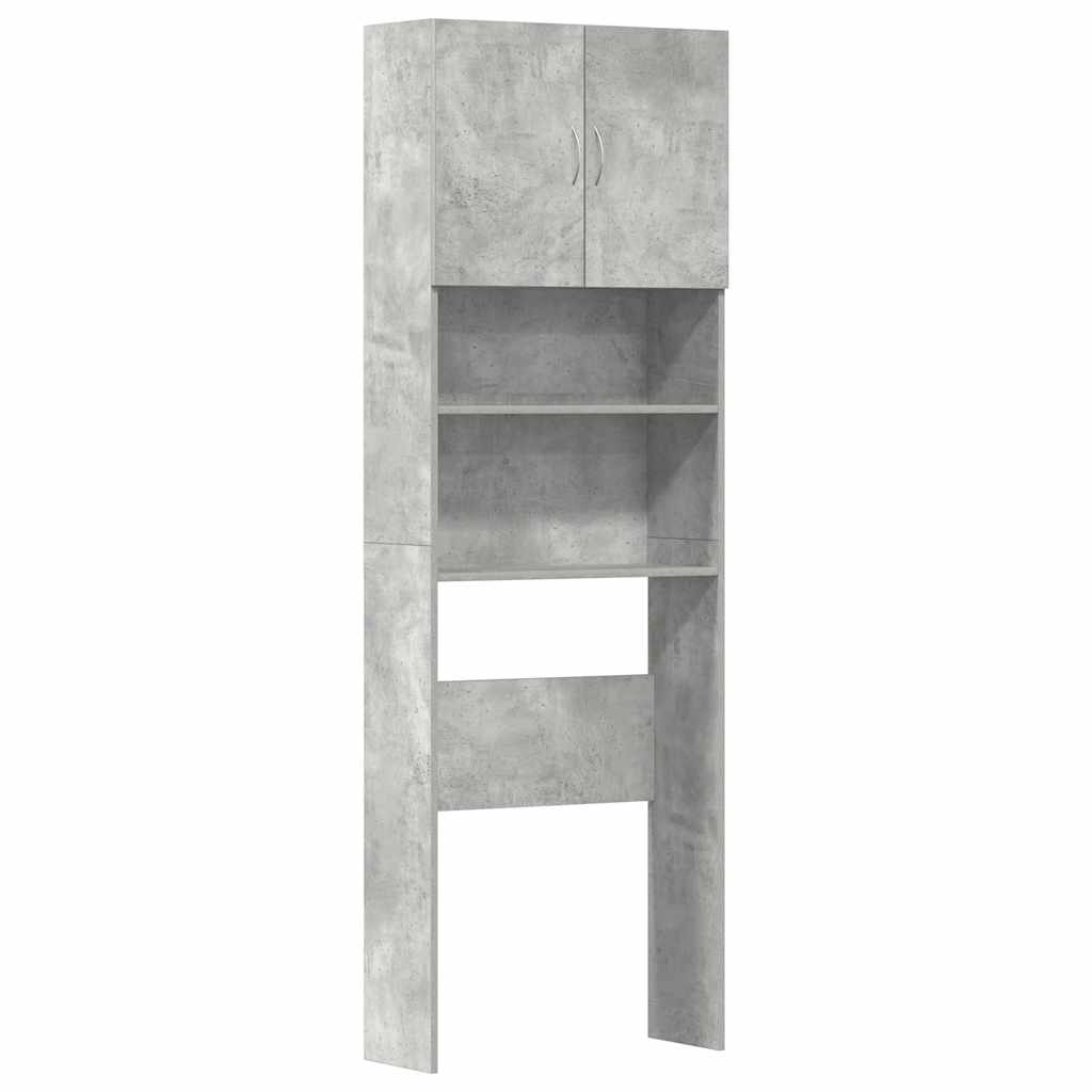 vaskemaskineskab 64x24x190 cm konstrueret træ betongrå