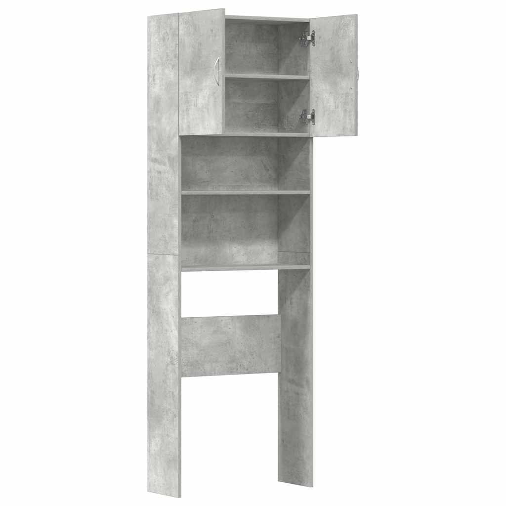 vaskemaskineskab 64x24x190 cm konstrueret træ betongrå