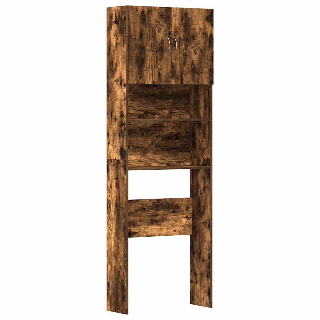 vaskemaskineskab 64x24x190 cm konstrueret træ røget eg