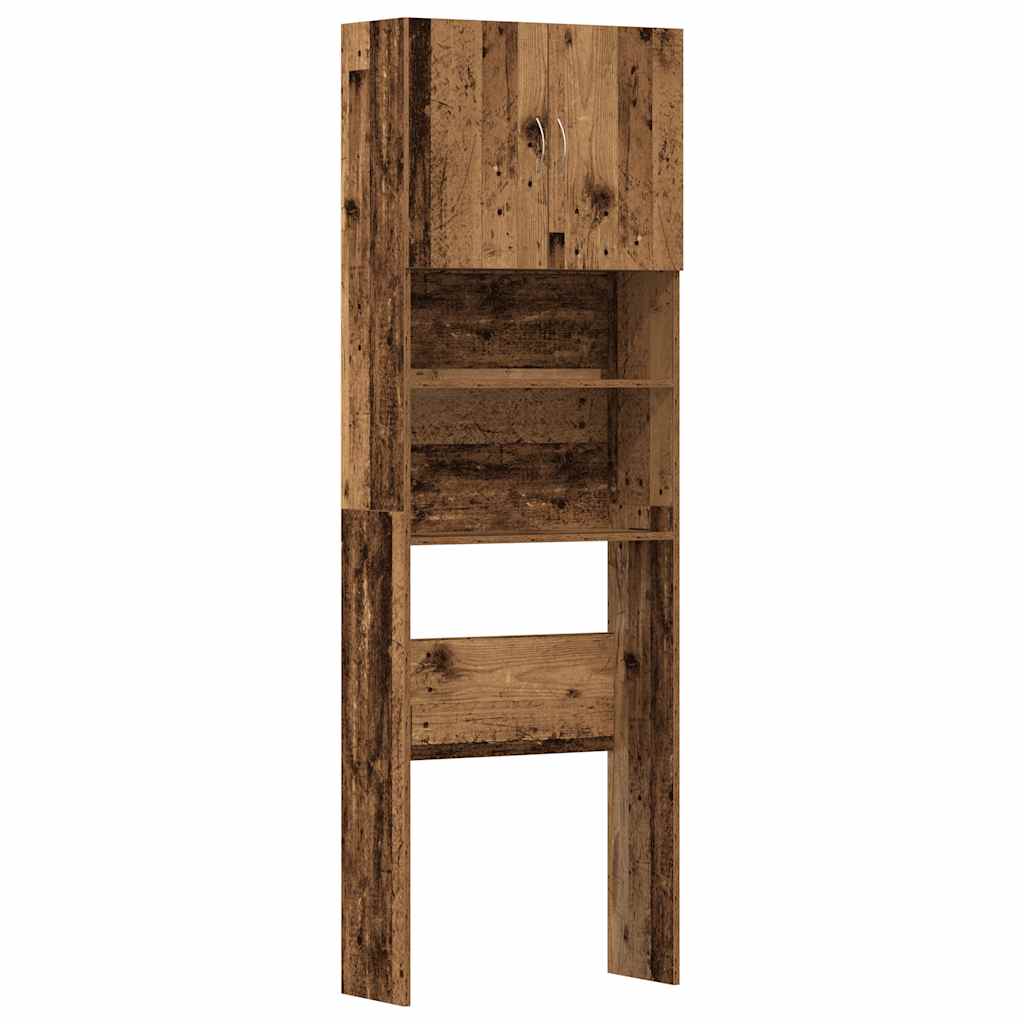 vaskemaskineskab 64x24x190 cm konstrueret træ gammelt træ-look