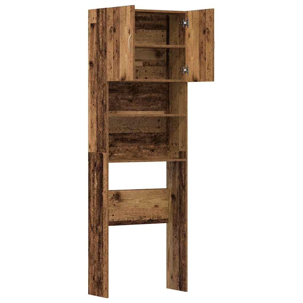 vaskemaskineskab 64x24x190 cm konstrueret træ gammelt træ-look