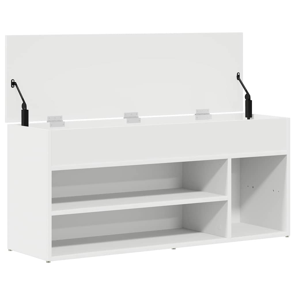 skobænk 102x30,5x45 cm konstrueret træ hvid