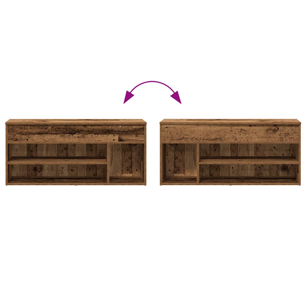 skobænk 102x30,5x45 cm konstrueret træ antikt træ