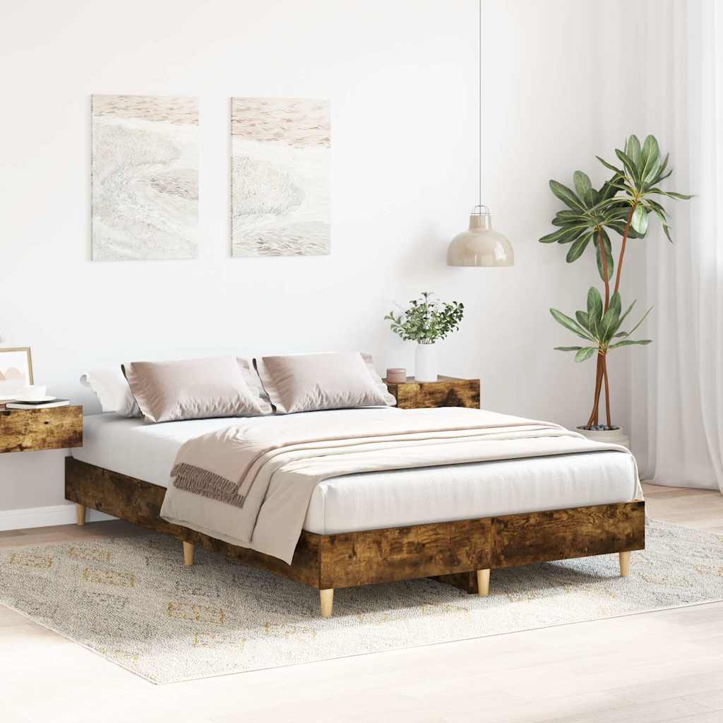 sengestel uden madras 120x200 cm konstrueret træ røget eg