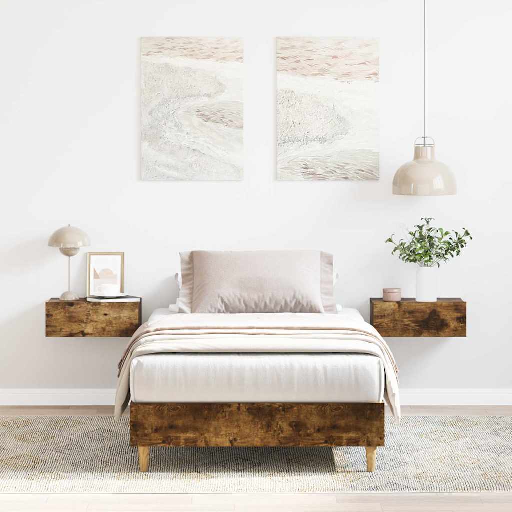 sengeramme uden madras 100x200 cm konstrueret træ røget eg