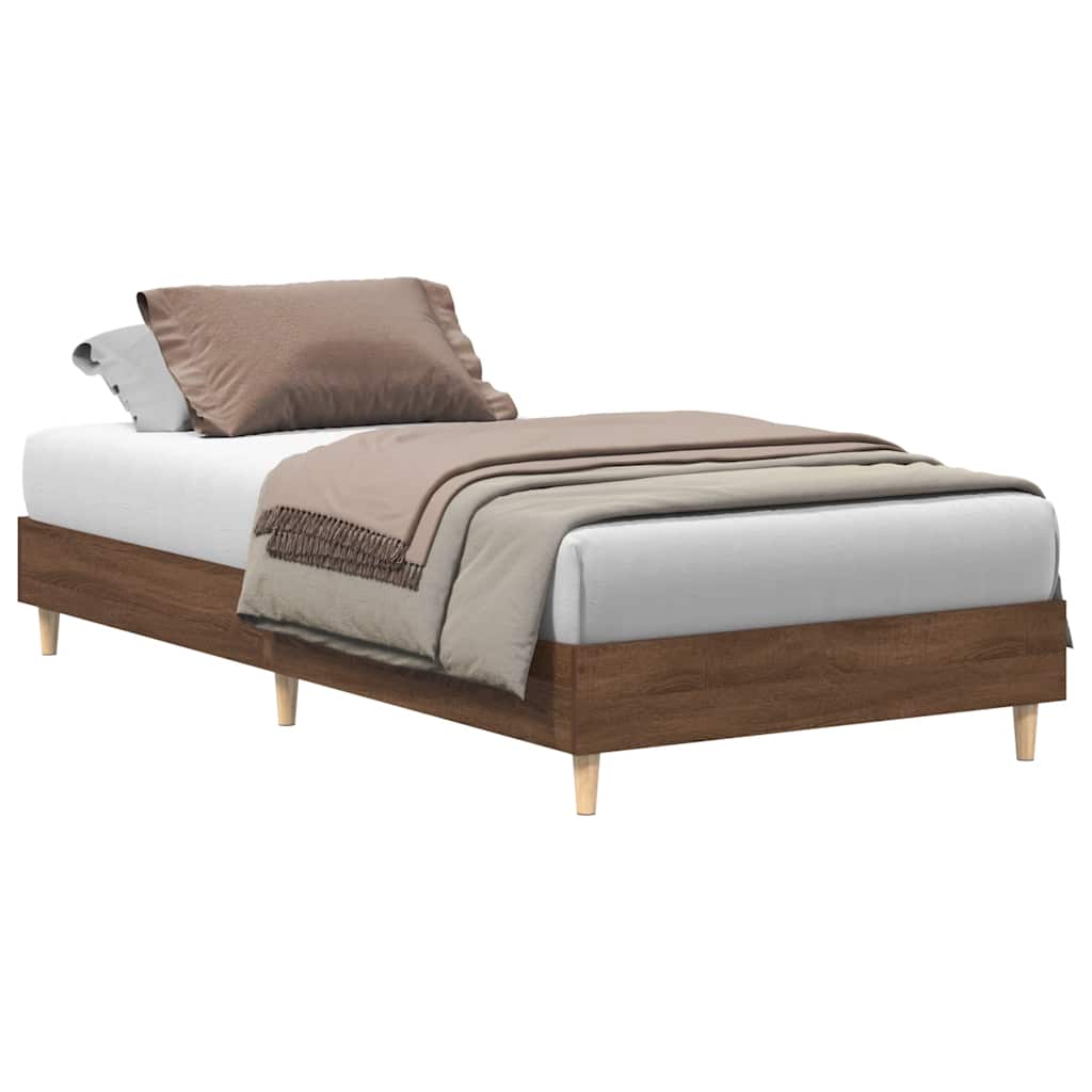 sengeramme uden madras 100x200 cm konstrueret træ brunt eg