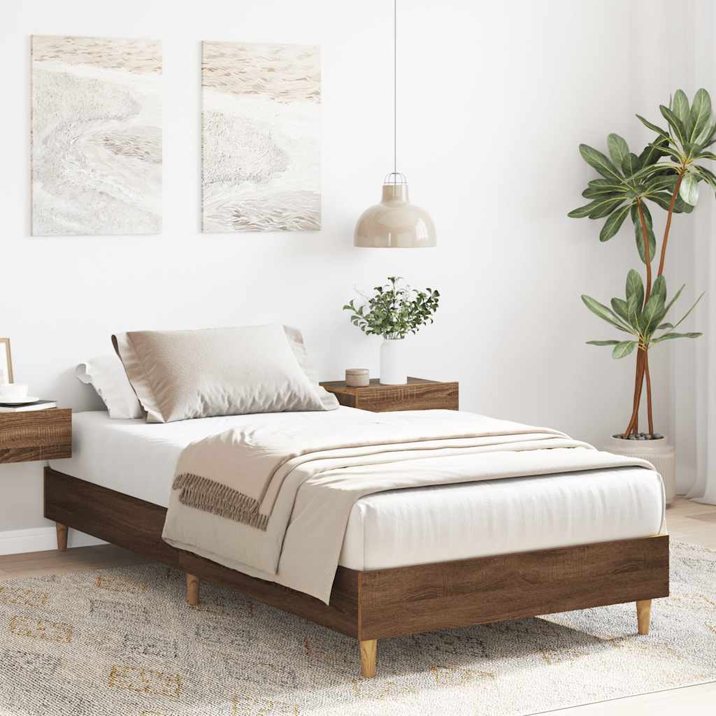 sengeramme uden madras 100x200 cm konstrueret træ brunt eg
