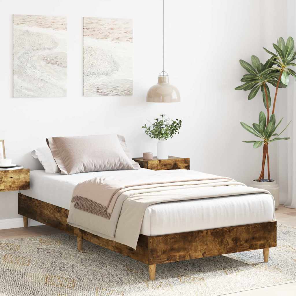 sengestel uden madras 90x200 cm konstrueret træ røget eg