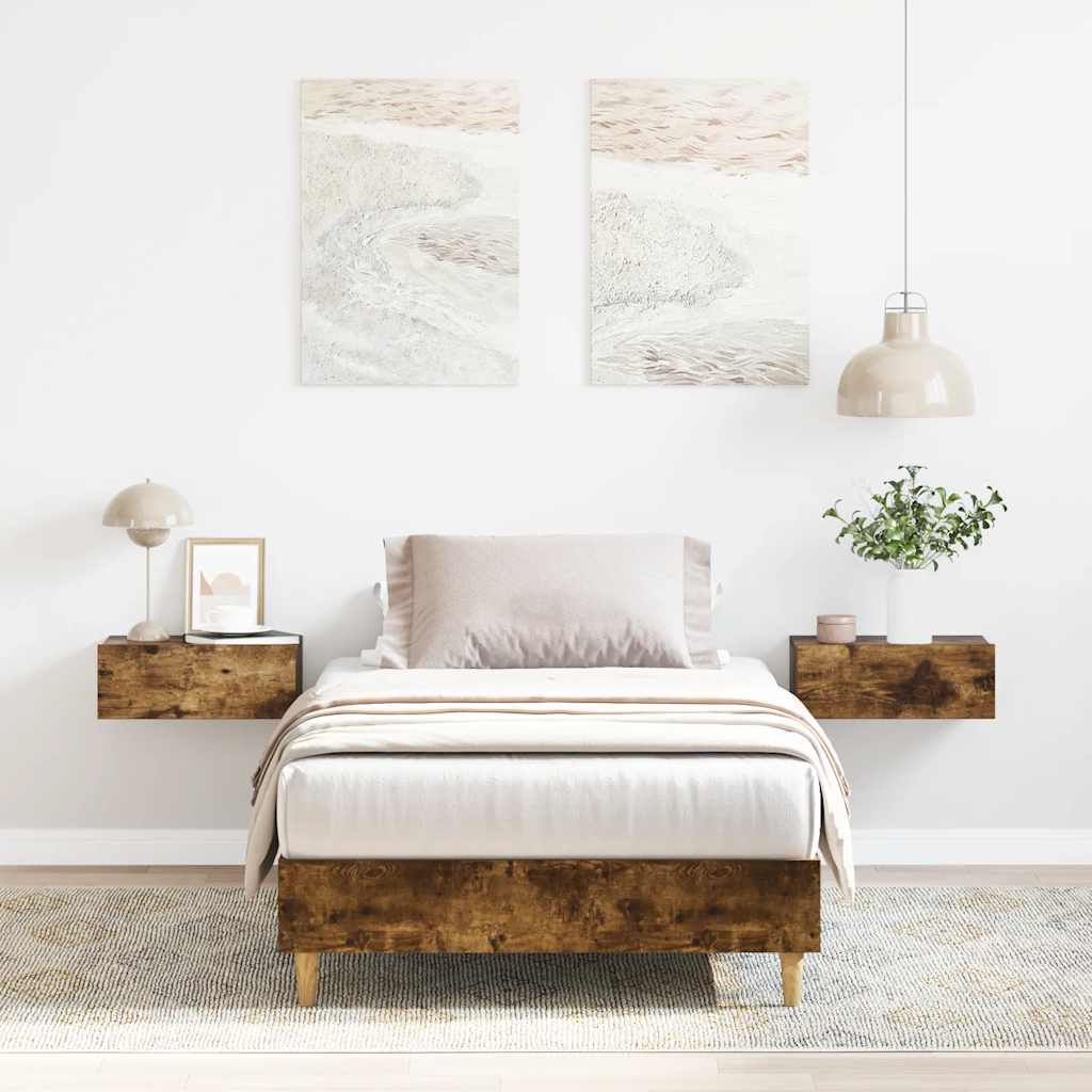sengestel uden madras 90x200 cm konstrueret træ røget eg