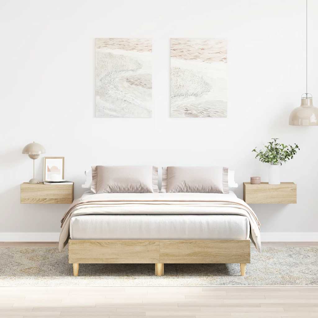 sengestel uden madras 140x190 cm konstrueret træ sonoma-eg