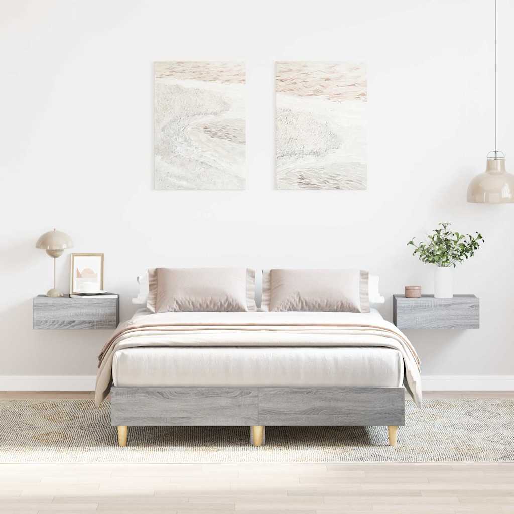 sengestel uden madras 140x190 cm konstrueret træ grå sonoma-eg