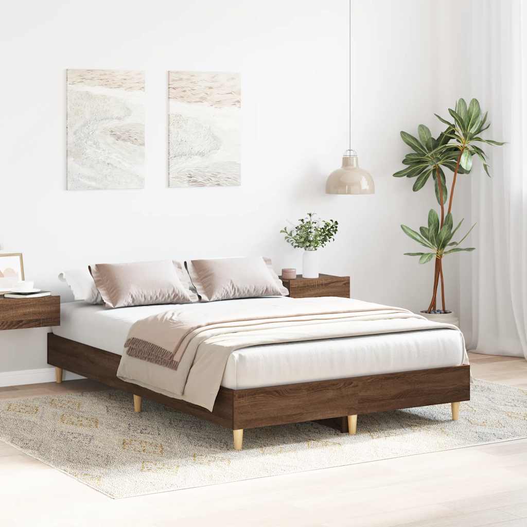 sengestel uden madras 135x190 cm konstrueret træ brun eg