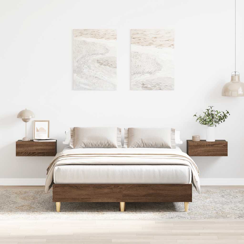 sengestel uden madras 135x190 cm konstrueret træ brun eg