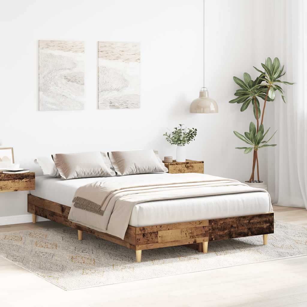 sengestel uden madras 135x190 cm konstrueret træ antikt træ