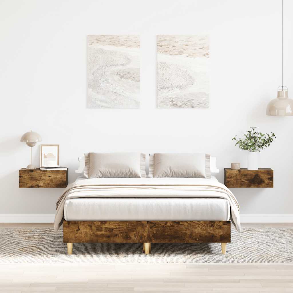 sengestel uden madras 120x190 cm konstrueret træ røget eg