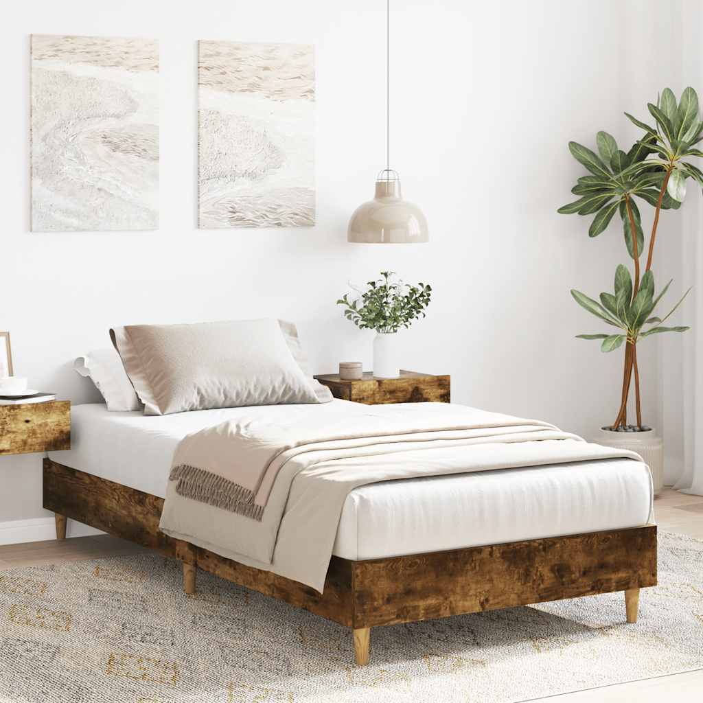 sengestel uden madras 90x190 cm konstrueret træ røget eg