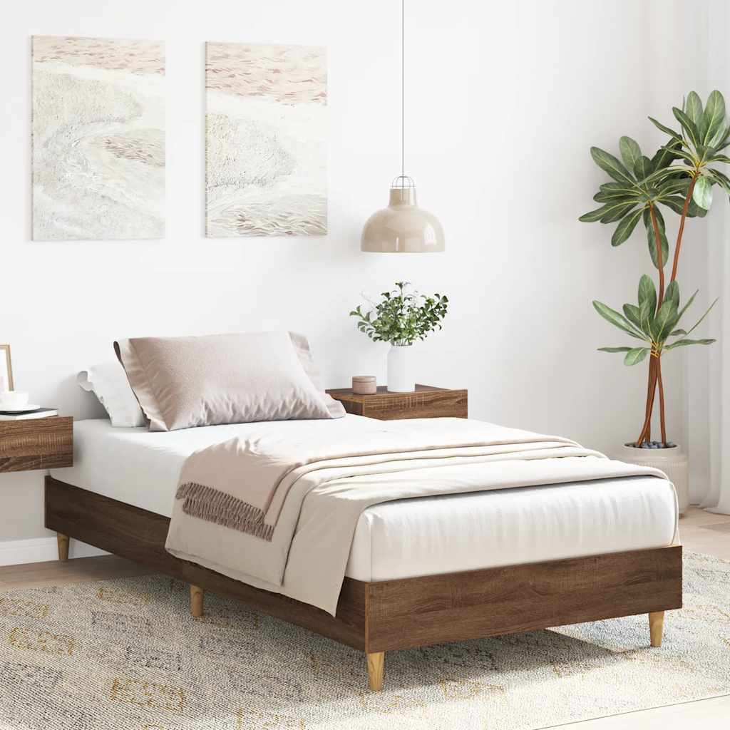 sengestel uden madras 90x190 cm konstrueret træ brunt eg