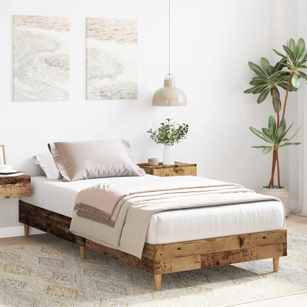 sengestel uden madras 90x190 cm konstrueret træ antikt træ
