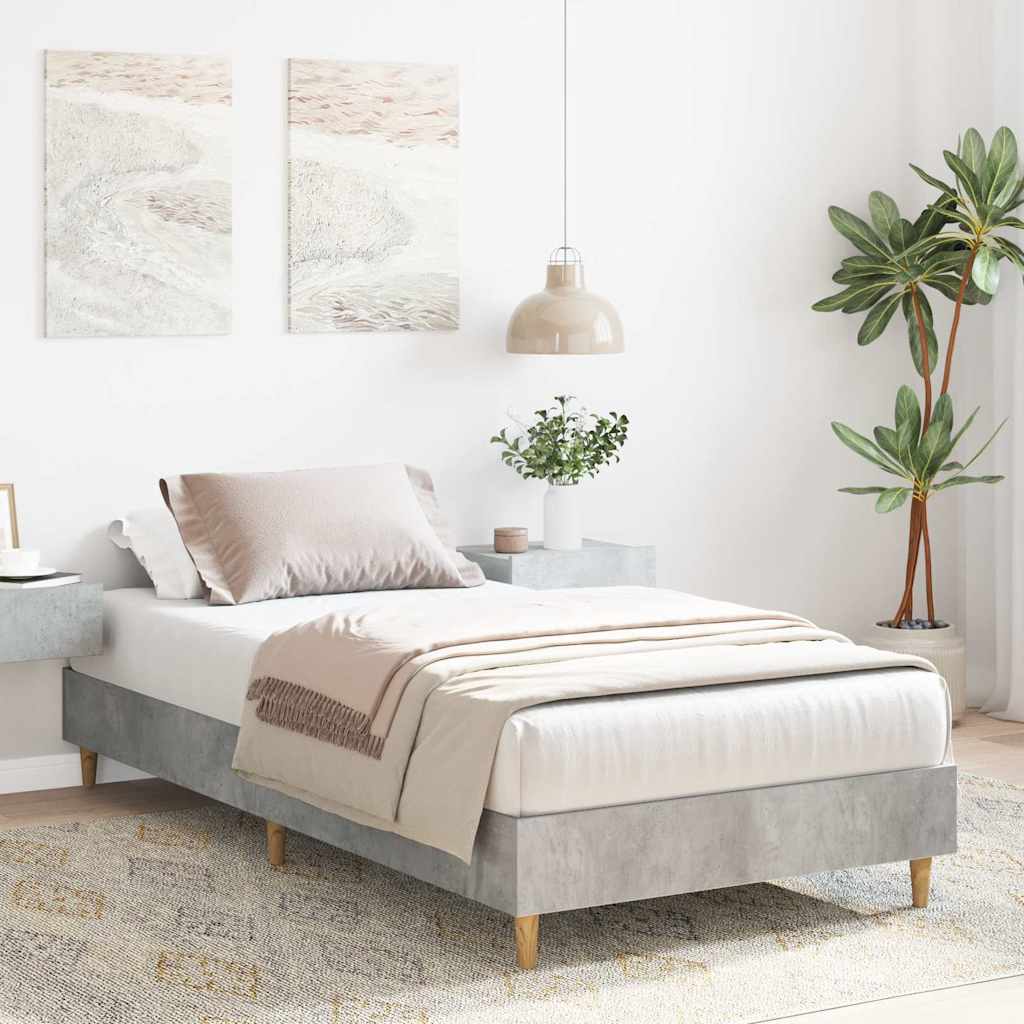 sengestel uden madras 75x190 cm konstrueret træ betongrå