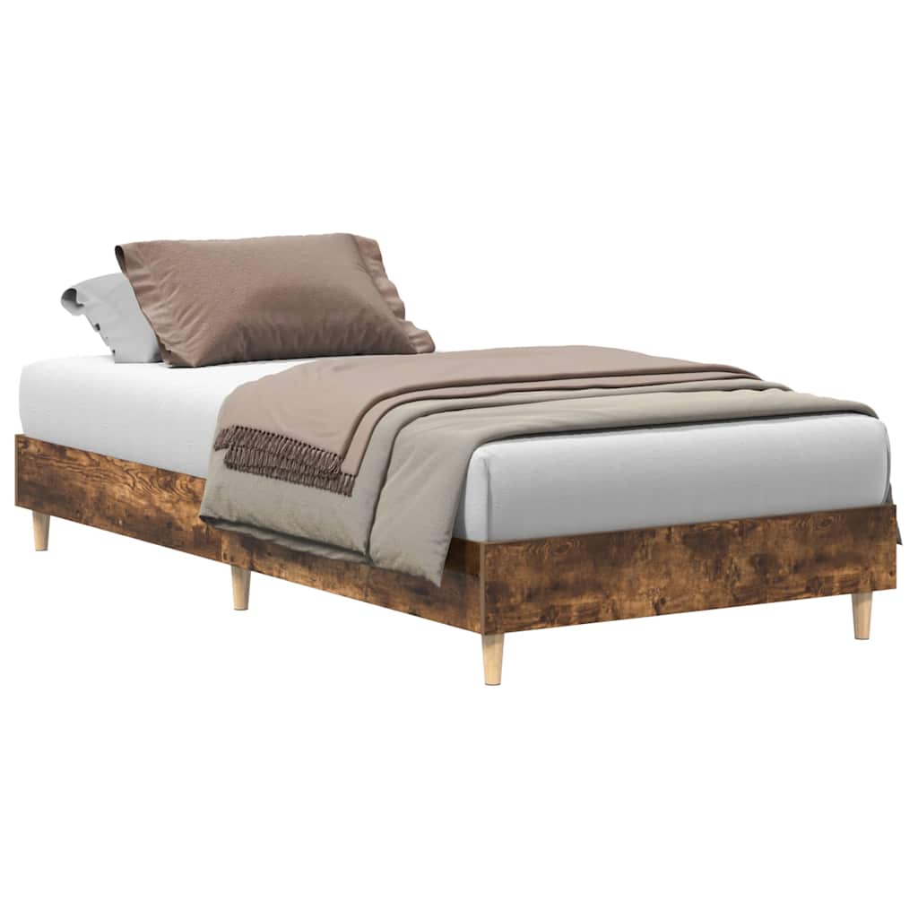 sengestel uden madras 75x190 cm konstrueret træ røget eg