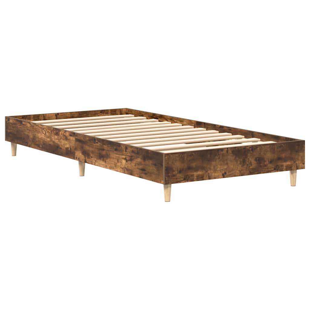 sengestel uden madras 75x190 cm konstrueret træ røget eg