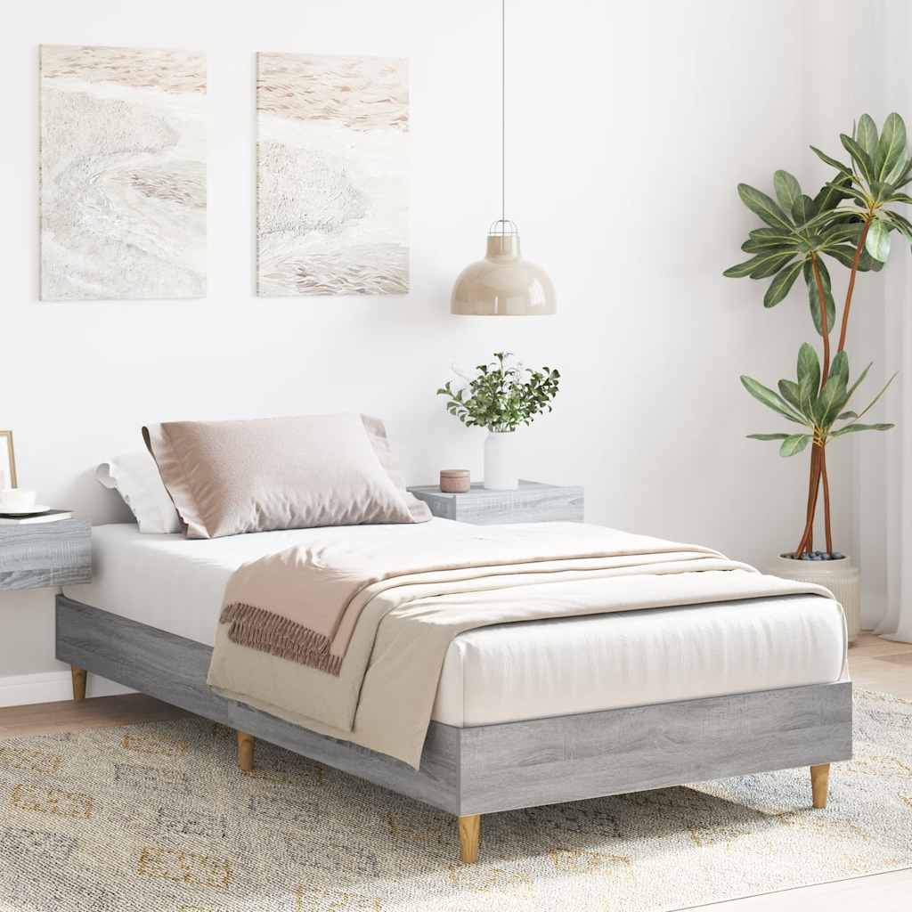 sengestel uden madras 75x190 cm konstrueret træ grå sonoma-eg