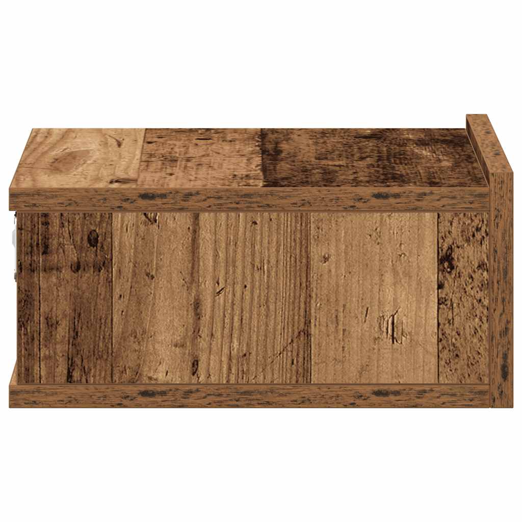 væghængt natbord 40x32x15 cm konstrueret træ gammelt træ-look