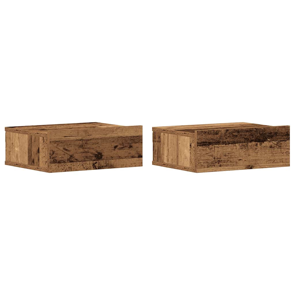 svævende natborde 2 stk. 40x32x15 cm konstrueret træ antikt træ