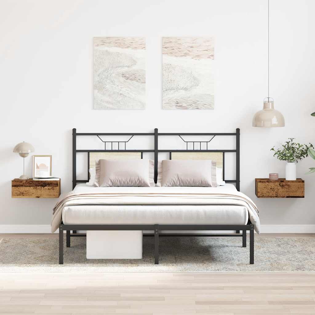 svævende natborde 2 stk. 40x32x15 cm konstrueret træ antikt træ