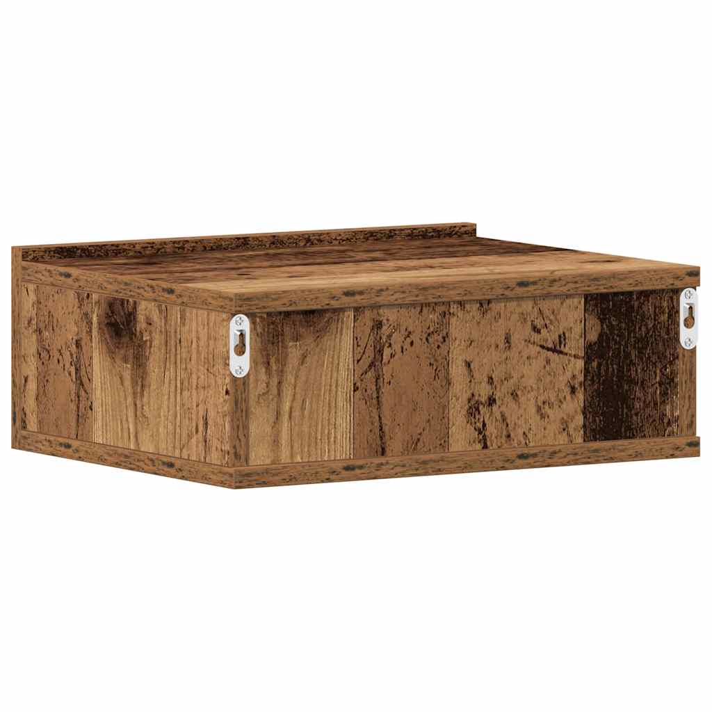 svævende natborde 2 stk. 40x32x15 cm konstrueret træ antikt træ