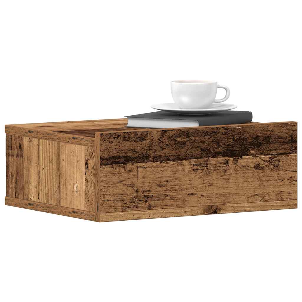 svævende natborde 2 stk. 40x32x15 cm konstrueret træ antikt træ