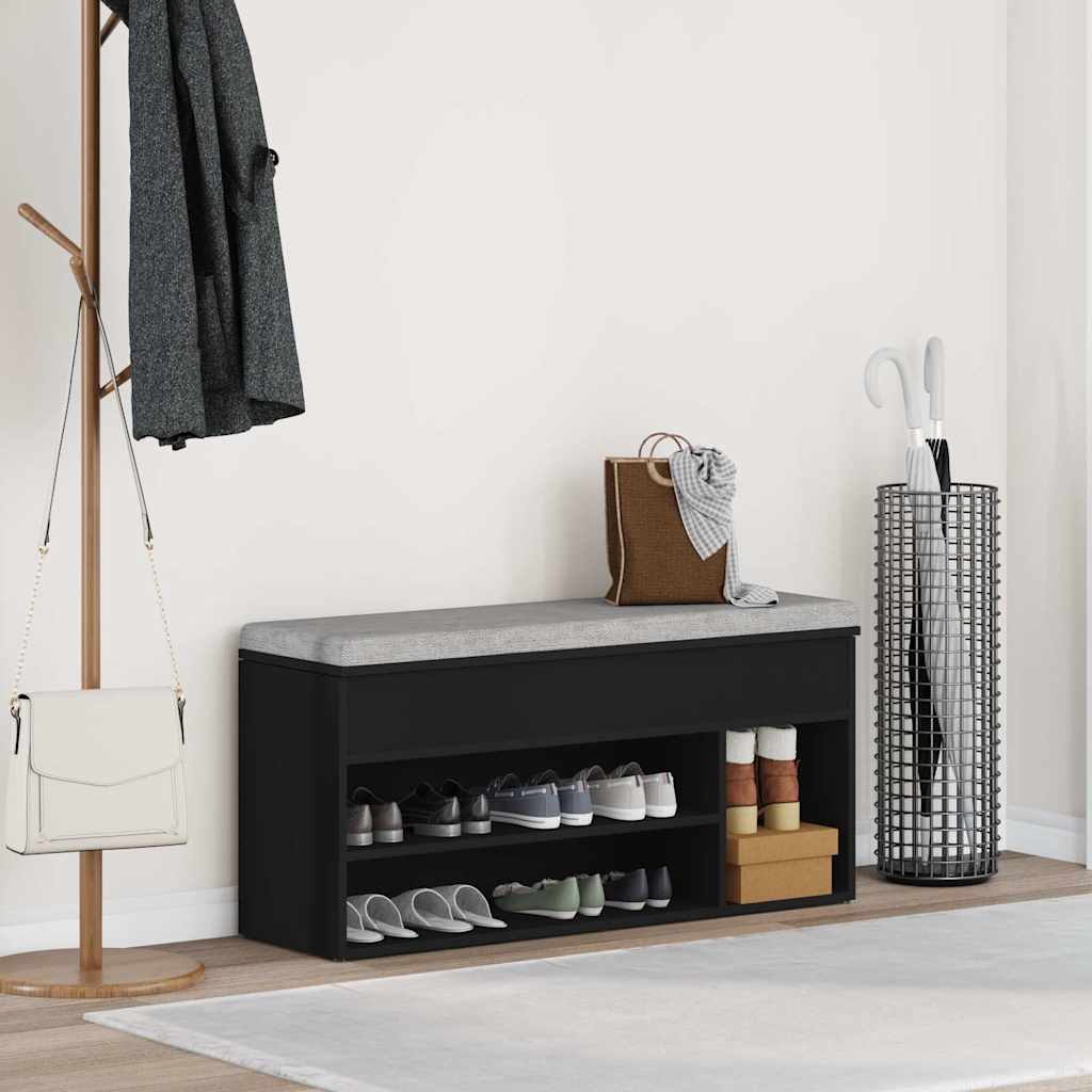 skobænk 102x30,5x45 cm konstrueret træ sort