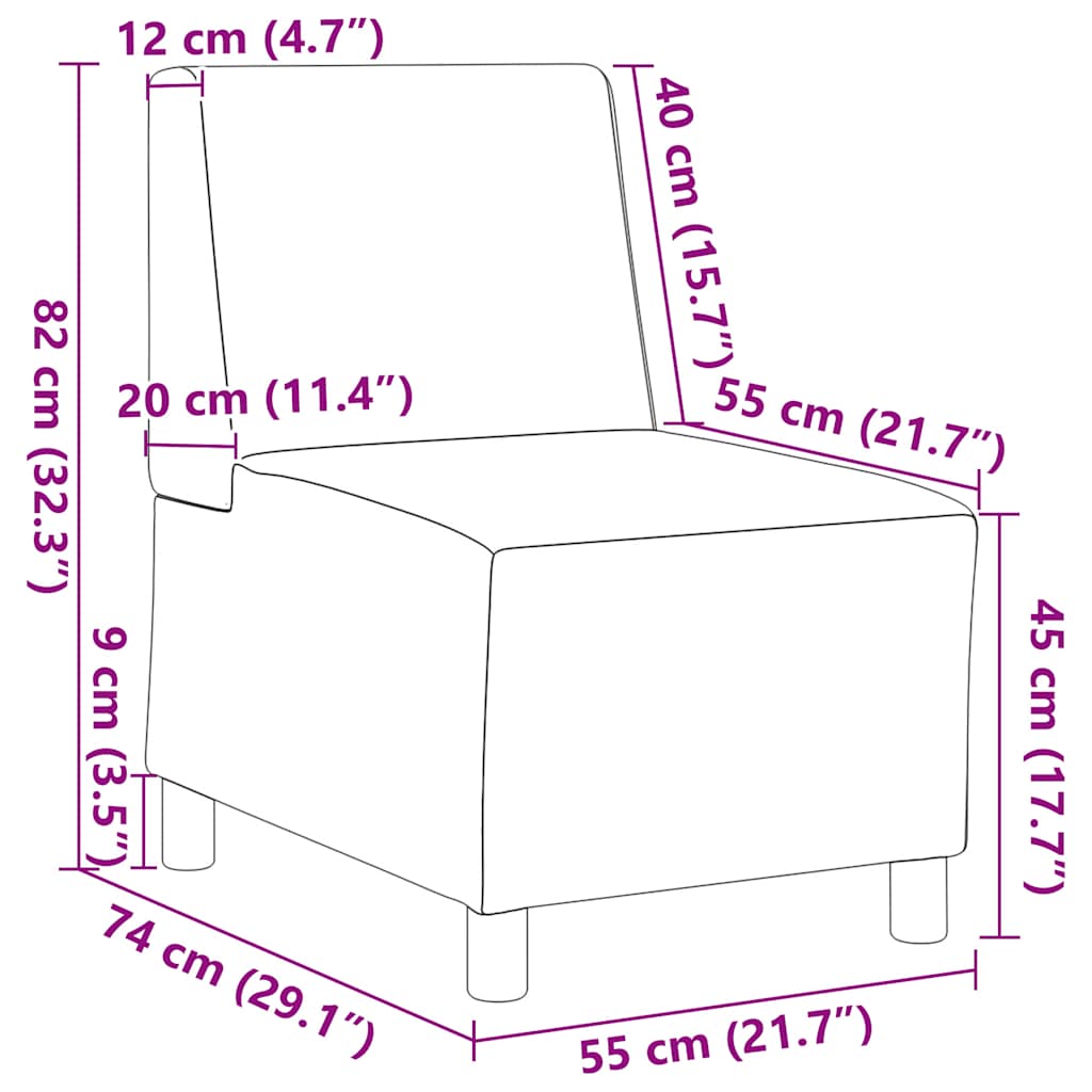 Modulsofa enhed uden arme Skygrå 55 x 74 x 82 cm Stof