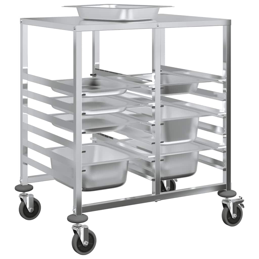bakkevogn med 12 GN beholdere 75x55x87 cm rustfrit stål