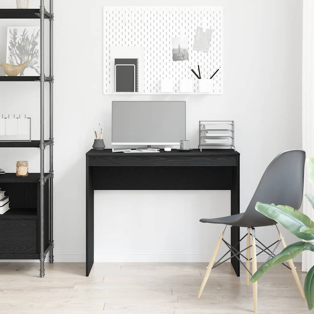 skrivebord sort egetræ 90x40x72 cm konstrueret træ