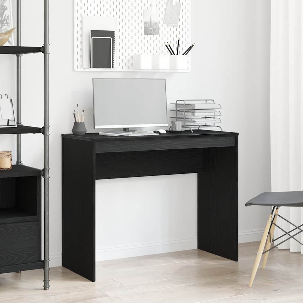skrivebord sort egetræ 90x40x72 cm konstrueret træ