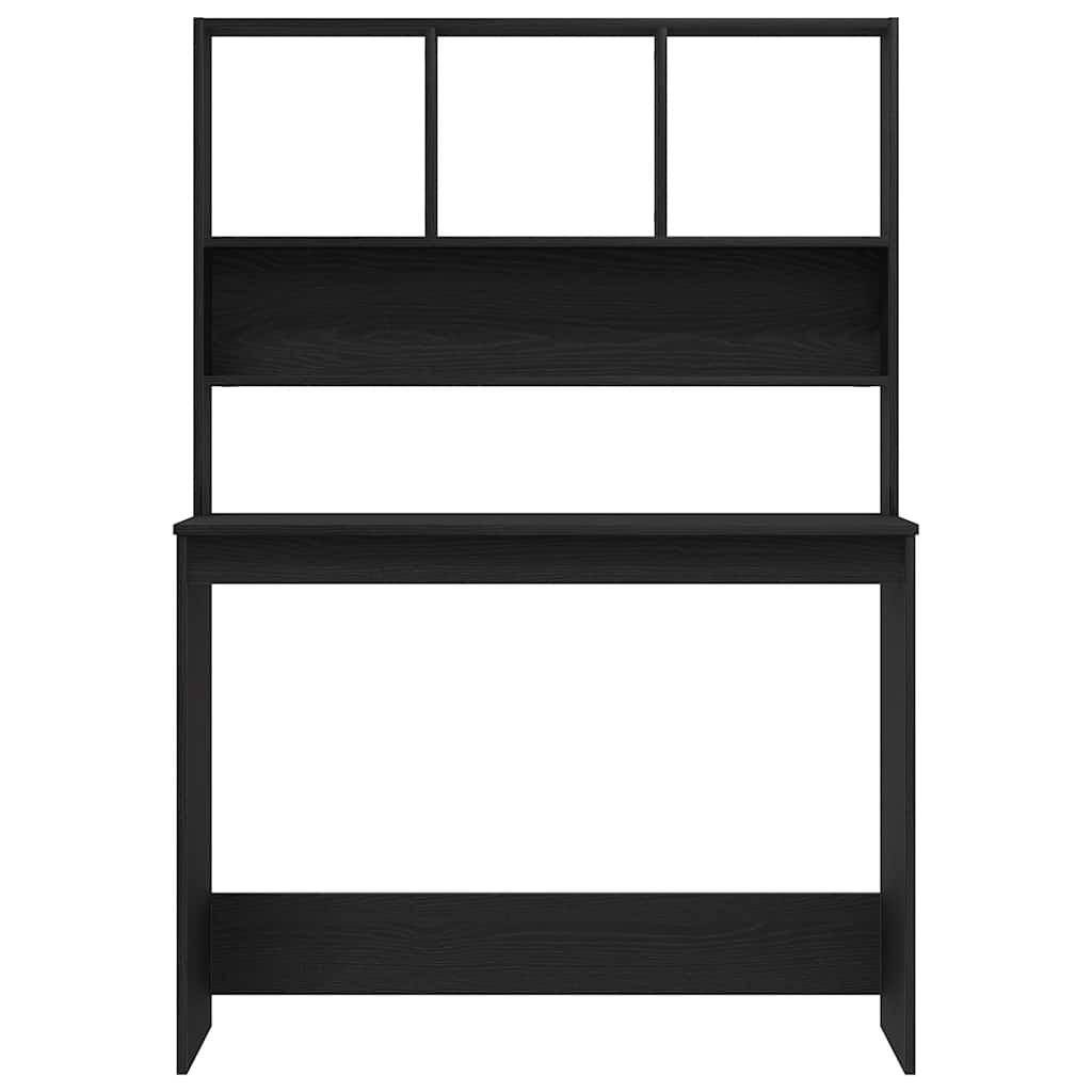 skrivebord m. hylder 102x45x148 cm konstrueret træ sort egetræ