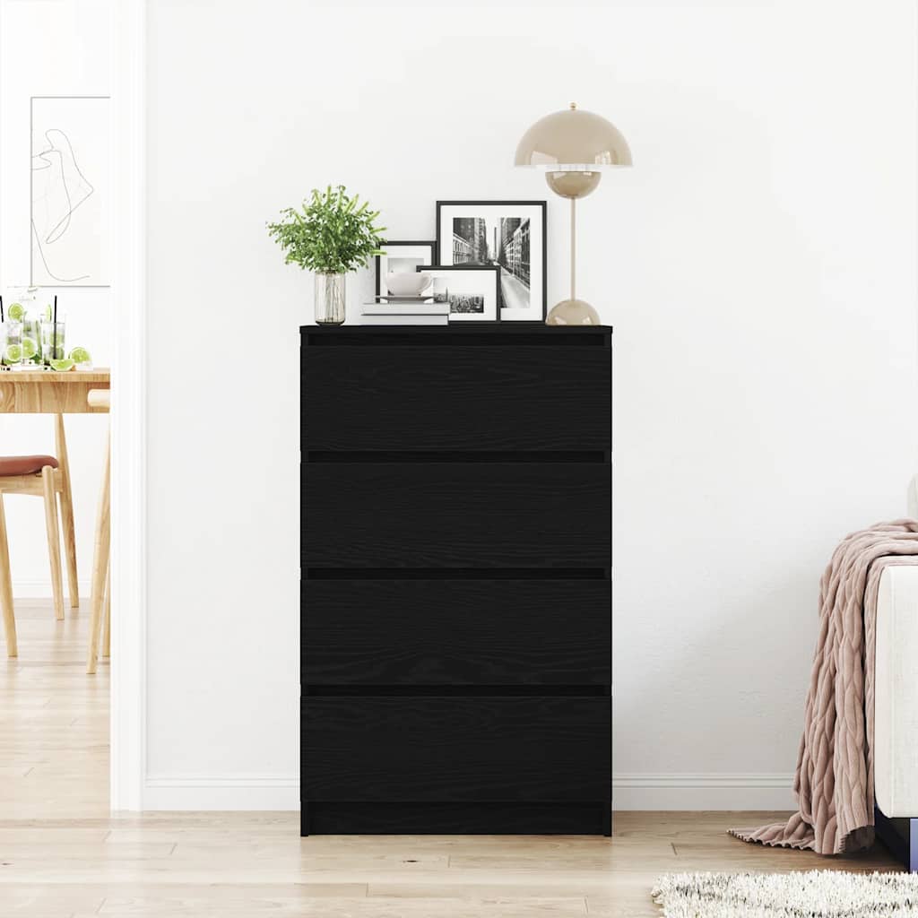 skænk 60x35x98,5 cm konstrueret træ sort egetræsfarve