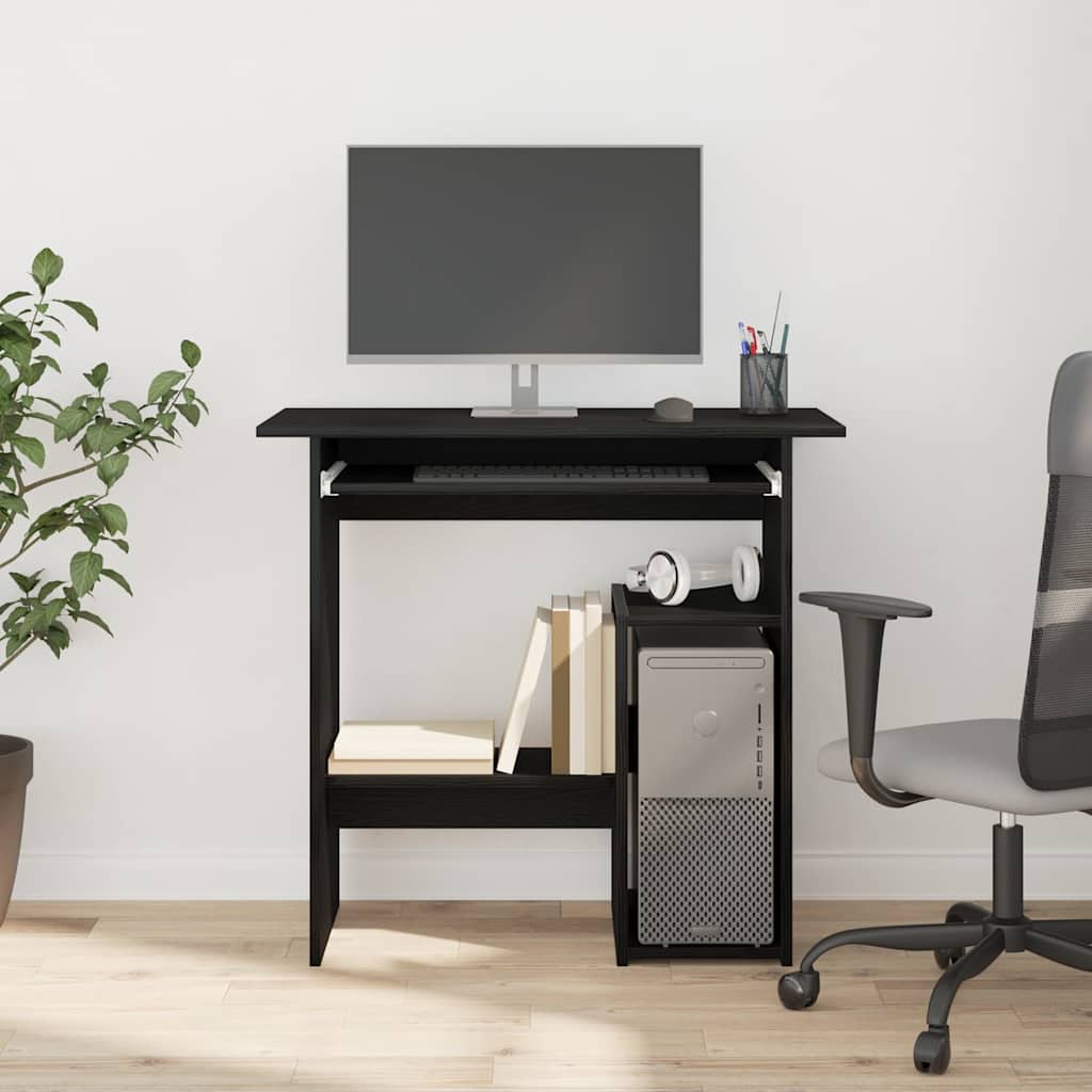 skrivebord 80 x 45 x 74 cm konstrueret træ sort egetræsfarve